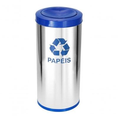 Lixeira de Aço Inox com Tampa Meia Esfera Azul 22 l Jsn 22L Azul Higipack