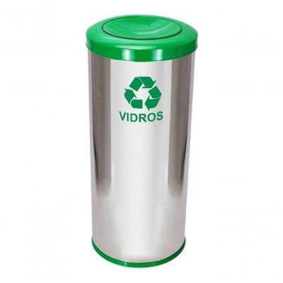 Lixeira com Tampa Meia Esfera 50L em Aço Inox Inox para Uso Comercial e Industrial