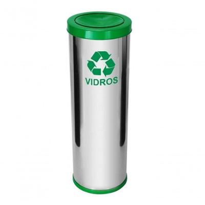 Lixeira com Tampa Meia Esfera 30L em Aço Inox com Bandeja Interna Plástica Inox