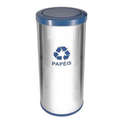Lixeira com Tampa Meia Esfera 50L Aço Inox com Balde Interno Inox
