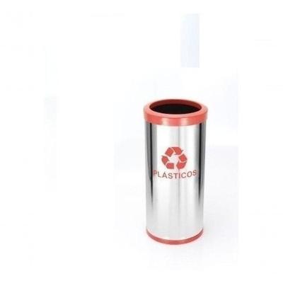 Lixeira Coleta Seletiva 22L em Aço Inox com Aro Plástico para Uso Comercial e Industrial Inox