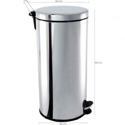 Lixeira Inox 30L com Pedal e Cesto Removível em Aço Inox Inox
