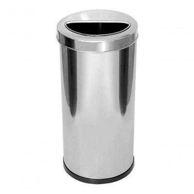 Lixeira Inox 22 Litros com Aro Meia Lua 22L em Aço Inox para Descarte Residual Inox