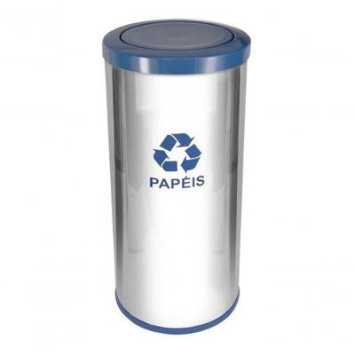 Lixeira em Aço Inox com Tampa Meia Esfera Plástica 50L Higipack