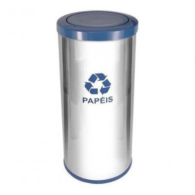 Lixeira em Aço Inox com Tampa Meia Esfera Plástica 50 Litros 50 l Higipack