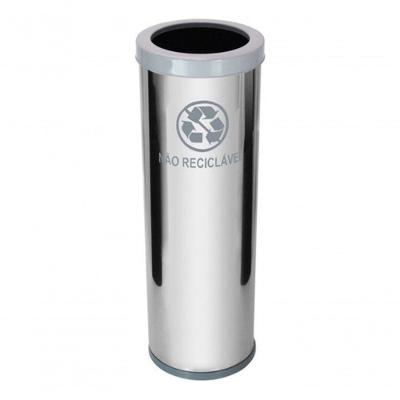 Lixeira em Aço Inox com Tampa Meia Esfera Plástica 30L para Uso Comercial e Industrial