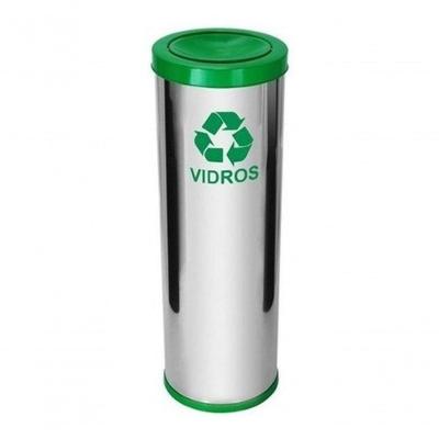 Lixeira em Aço Inox com Tampa Meia Esfera Pintada 30 Litros 30L Amarelo Azul Cinza Marrom