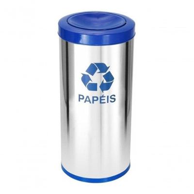 Lixeira em Aço Inox com Tampa Meia Esfera Pintada 22L Resistente para Ambientes Inox