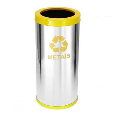 Lixeira em Aço Inox com Aro Pintado 22L Aço Inoxidável AISI 430 com Bandeja Interna Plástica