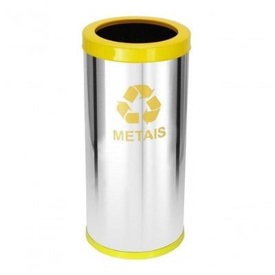 Lixeira em Aço Inox com Aro Pintado 22 Litros com Bandeja Interna Inox