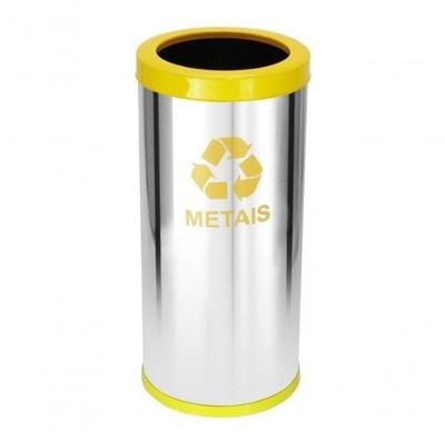Lixeira em Aço Inox com Aro Pintado 22 Litros com Bandeja Interna Inox