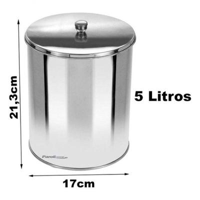 Lixeira Office Redonda Or1 5L em Aço Inox com Tampa Removível Inox