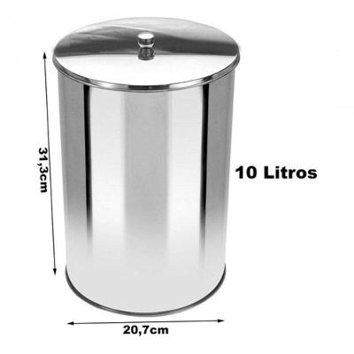 Lixeira Office Redonda Or3 10L em Aço Inox para Escritório Inox