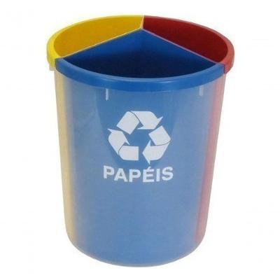 Lixeira para Coleta Seletiva Mix3 30L em Plástico com 3 Divisões Transparente