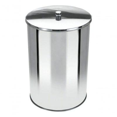 Lixeira Office Redonda 10L em Aço Inox com Tampa para Escritório Inox