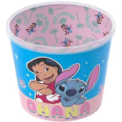 Pote de Pipoca Stitch 2,1 Litros em Plástico BPA Free Licenciado para Cinema em Casa Azul Plasútil