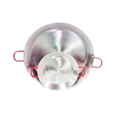 Paellera Tacho Paeta6lt Aço Inox 2mm 6L para Fogão a Gás e Lenha Alça Vermelha Jamar