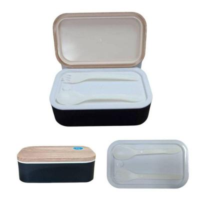 Marmita Preta 3 Compartimentos 900ML com Talher para Refeições em PS, PP e Silicone Preto Miniso