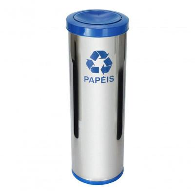 Lixeira Tampa Meia Esfera 50 l Aço Inox Azul para Descarte em Ambientes Higipack