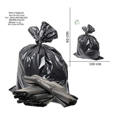 Saco de Lixo P10 200L Mega Reforçado Preto com 20 Unidades Higipack
