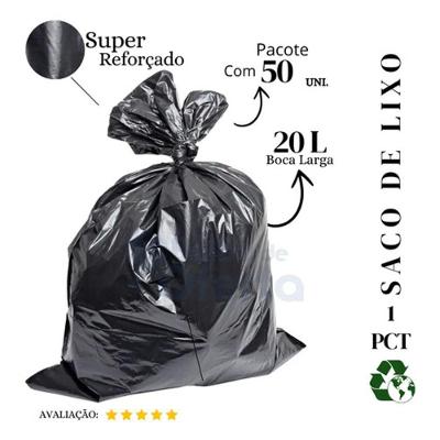 Saco de Lixo 20L Super Reforçado Preto Pacote com 50 Unidades Higipack