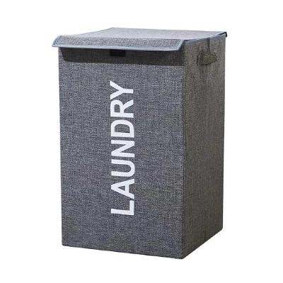 Cesto de Roupa Suja Dobrável 60L Tecido Oxford 600D Portátil para Quarto Lavanderia Cinza Yeet