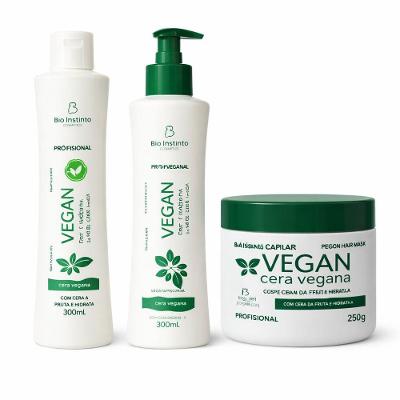 Kit Capilar Vegano Cera Vegana Hidratação Profunda com Ativos Vegetais 3 Itens Bio Instinto