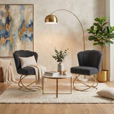 Poltrona Modern Luxo com Base Aço Dourado Revestimento Veludo Confortável Preto Mobília Decor