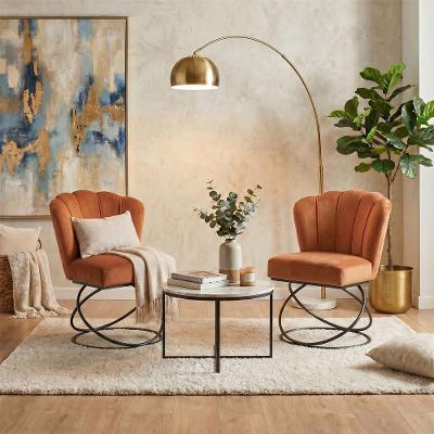 Poltrona Kit 2 Moderno Luxo Base Aço Confortável Terracota Mobília Decor