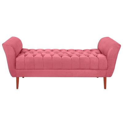 Recamier Calçadeira Grécia 140CM Casal Tecido com Estrutura MDF Rosê SMF Decor