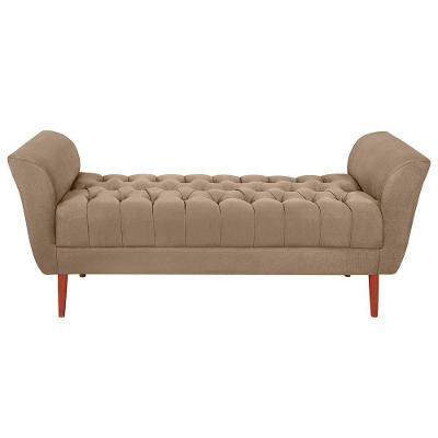 Recamier Calçadeira Grécia 140CM Casal Poliéster MDF Capuccino SMF Decor