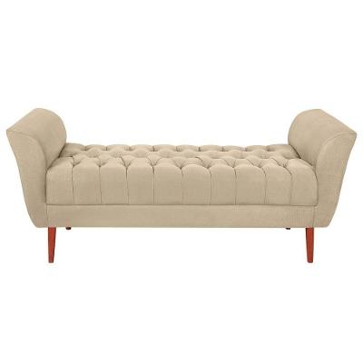 Recamier Calçadeira Grécia 140CM Casal Tecido MDF Bege SMF Decor