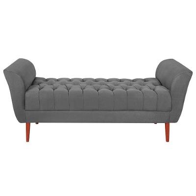 Recamier Calçadeira Grécia 140CM Casal Tecido MDF Cinza SMF Decor