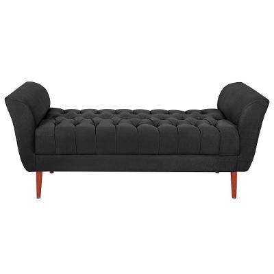 Recamier Calçadeira Grécia 140CM Casal Tecido MDF Preto SMF Decor