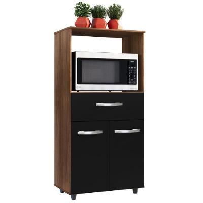 Balcão Multiuso Luna 2 Portas 1 Gaveta MDP 60CM Savana Preto Moblis Móveis