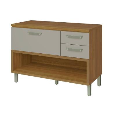 Balcão de Cozinha Princesa 1 Porta 2 Gavetas MDF-MDP 120CM Freijó e Off White