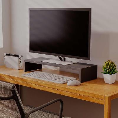 Suporte para Monitor Elevado com Organização em MDP 15mm Preto Mercado das Prateleiras