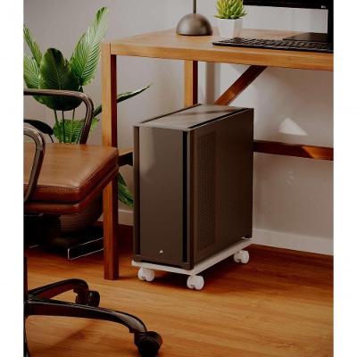 Suporte para CPU Puglia com Rodízios e Kit de Instalação Branco Mercado das Prateleiras