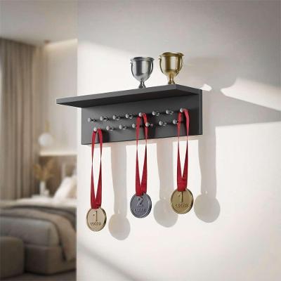 Porta Medalhas com Suporte para Troféus 45cm MDP 15mm Preto Mercado das Prateleiras