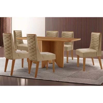 Sala de Jantar Nevada Curvo 6 Lugares Tampo MDF Bordas Arredondadas Capuccino 180CM Móveis Rufato