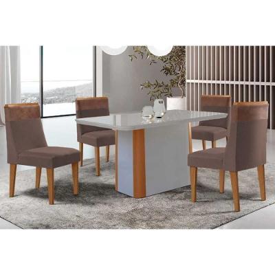 Sala de Jantar Pietá 4 Lugares Tampo MDF com Bordas Arredondadas Naturale-Off White 120CM Móveis