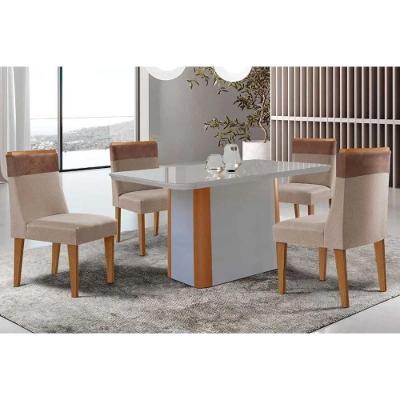 Sala de Jantar Pietá 4 Lugares Tampo MDF com Bordas Arredondadas Off White 120CM Móveis Rufato