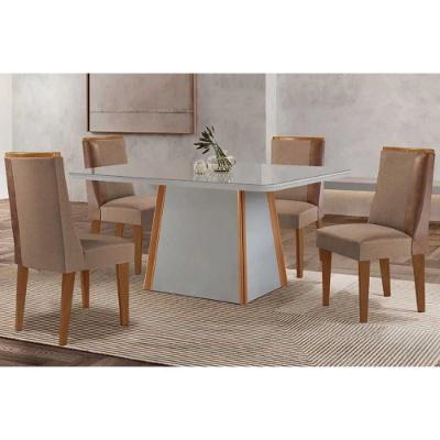 Sala de Jantar Tília 4 Lugares Tampo MDF Bordas Arredondadas Nude 120CM Móveis Rufato