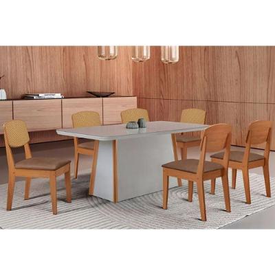 Sala de Jantar Tilia Curvo 6 Lugares Tampo MDF Moderno Capuccino 180CM Móveis Rufato