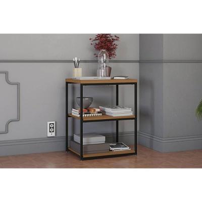 Mesa Lateral Industrial LI004 Retangular MDF MDP 45CM Canela e Preto Kappesberg