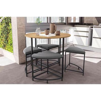 Mesa de Jantar LI038 4 Lugares Redonda MDF 90CM Canela e Preto Kappesberg