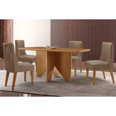 Sala de Jantar Nevada Curvo 4 Lugares Tampo MDF com Design Arredondado Capuccino 120CM Móveis Rufato