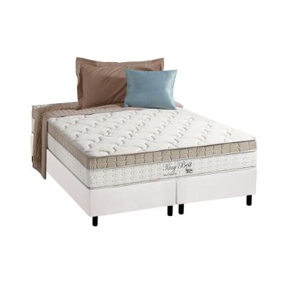 Cama Box com Colchão Queen Anjos King Best Pillow Top Molas Ensacadas Tecido Branco Anjos