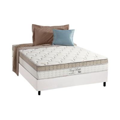 Cama Box com Colchão Casal King Best Euro Pillow Molas Ensacadas Branco Anjos