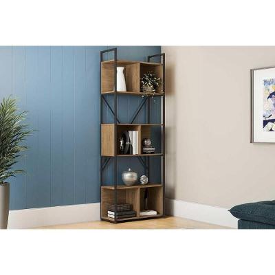 Estante para Sala Industrial 6 Nichos MDP-Aço TAMANHO 72cm Canela e Preto